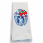 Christmas Ginger Jar w/Red Bow Kitchen Towel